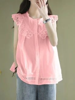 Women Lace Splice Button Front Casual Sleeveless Tank Top 19 Women Lace Splice Button Front Casual Sleeveless Tank Top -Zanzea Shop 7a73ee35 61dd 491f af6d bc62932f57ed