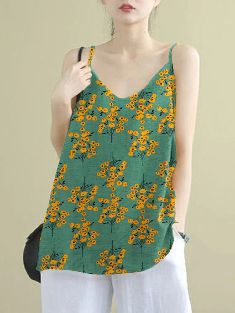 Flower Print Spaghetti Backless Sleeveless Cami 3 Flower Print Spaghetti Backless Sleeveless Cami - Image 3