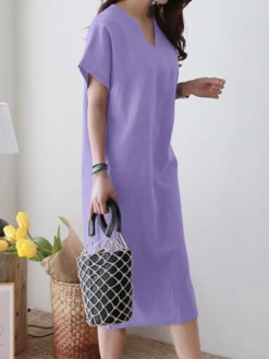 Solid V-neck Short Sleeve Dress For Women 14 Solid V-neck Short Sleeve Dress For Women -Zanzea Shop 7bc0a1e5 1d96 4afe a9e1 66386b0dd9e6