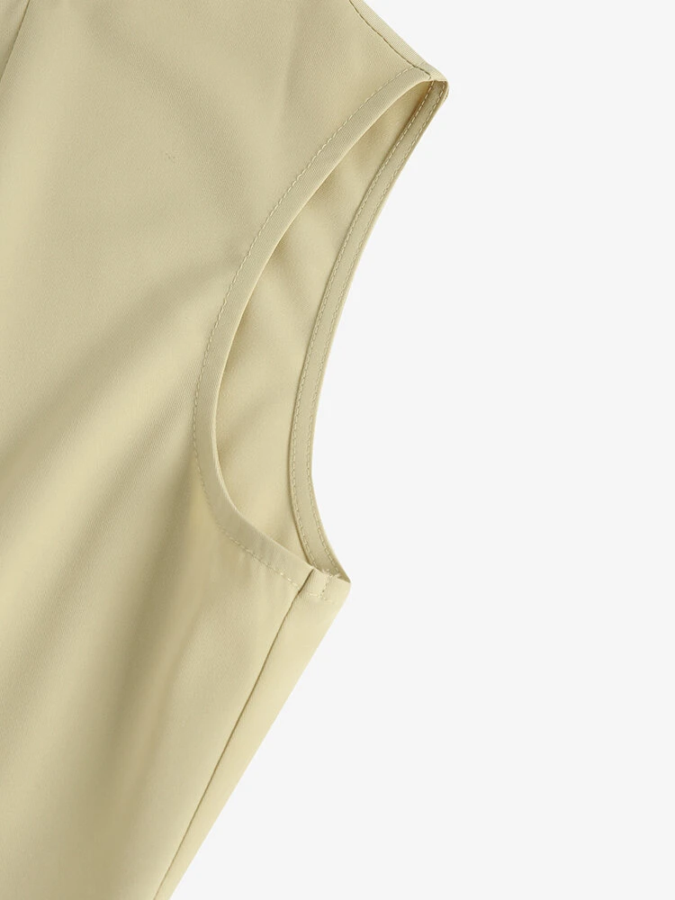 Solid Sleeveless Invisible Zip Crew Neck Mermaid Hem Dress 8 Solid Sleeveless Invisible Zip Crew Neck Mermaid Hem Dress - Image 8