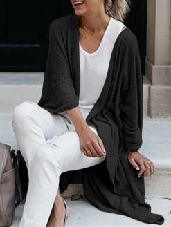 Solid Dolman Sleeve Open Front Casual Kimono -Zanzea Shop 7de49ba9 0b15 4c63 b03f f2a9df5fb13c