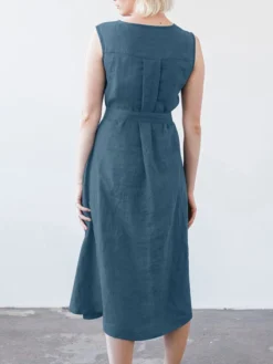 Solid Sleeveless Pocket Crew Neck Dress With Belt -Zanzea Shop 7eb17091 20f3 43d6 ba8d e57bd93d9886