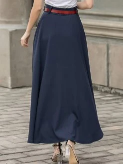 Solid Pocket Sash A-Line Casual Maxi Skirt 13 Solid Pocket Sash A-Line Casual Maxi Skirt -Zanzea Shop 7f763ccb 596c 47d9 8427 46693bc205e4