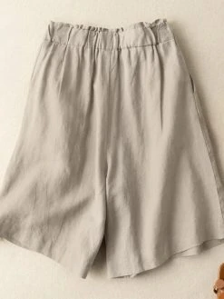 Solid Pocket Ruched Elastic Waist Casual Cotton Shorts -Zanzea Shop 7f97d720 f196 4ee8 99fb 75e3836afc3d
