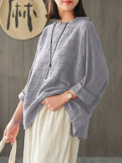 Vintage Plaid Long Sleeve Plus Size Baggy Blouse With Pockets -Zanzea Shop 7fcc0109 89cc 4b3d 9743 fced2ea9baa5