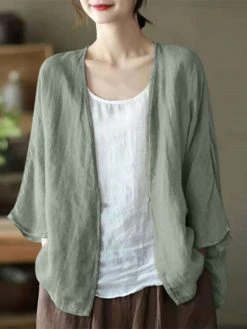 Women Solid Open Front Casual 3/4 Sleeve Kimono 11 Women Solid Open Front Casual 3/4 Sleeve Kimono -Zanzea Shop 8063f6cf c689 463b bab9 fa4cc58f92be