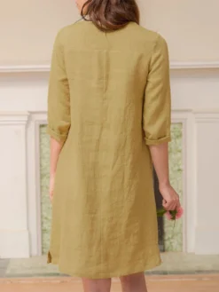 Solid Dual Pocket Slit Hem V-neck 3/4 Sleeve Vintage Dress 16 Solid Dual Pocket Slit Hem V-neck 3/4 Sleeve Vintage Dress -Zanzea Shop 80a21373 4eea 42b4 9acb 8fd46aa0cee2