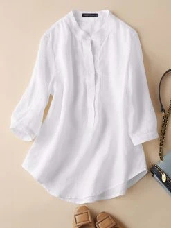 Solid Button Pocket High-Low Hem Casual Cotton Blouse -Zanzea Shop 81312e5e be09 44e9 bdea 58d1e933f24e