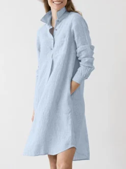 Stripe Print Pocket Button Half Placket Lapel Shirt Dress -Zanzea Shop 81a97637 1864 432f 8393 d062404f5fc6