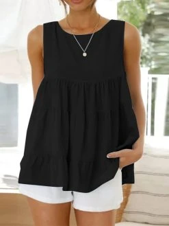 Solid Patchwork Keyhole Back Crew Neck Sleeveless Tank Top -Zanzea Shop 826a160b 3eb8 473b bd67 eb8626ad9e65