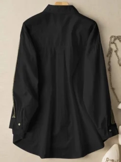 Contrast Pocket Button Front Lapel Long Sleeve Shirt -Zanzea Shop 82e7dc62 379f 4456 b24c 77ae0581722d