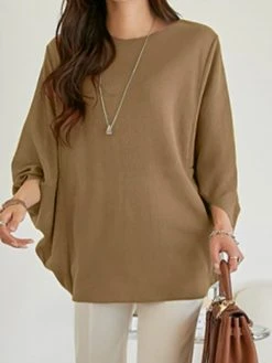 Solid Dolman Sleeve Loose Crew Neck T-shirt -Zanzea Shop 835e1f55 568f 4f11 b692 62c8618453bf