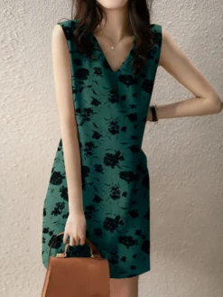 Women Random Allover Flower Print Sleeveless V-neck Dress -Zanzea Shop 849232ed fe78 4bf1 af5d 0970cb35d826