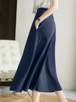 High Waist A-line Solid Satin Skirt For Women -Zanzea Shop 84c8c8bc 8c3a 4edb 82ea 27c34e44f996