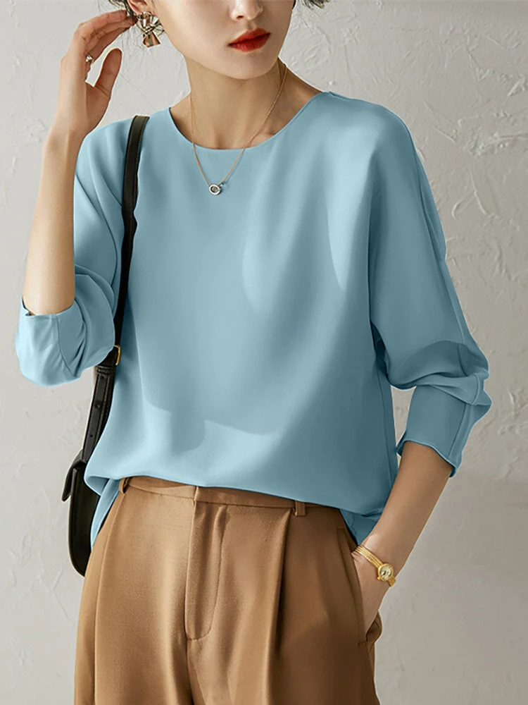 Solid Raglan Sleeve Crew Neck T-shirt For Women 1 Solid Raglan Sleeve Crew Neck T-shirt For Women