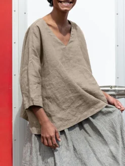 Solid 3/4 Sleeve V-neck Loose Blouse For Women -Zanzea Shop 85d0f93a 1c26 462e bc4b 3fc718d066a3