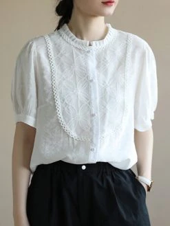 Contrast Embroidery Short Sleeve Pearl Button Blouse 16 Contrast Embroidery Short Sleeve Pearl Button Blouse -Zanzea Shop 8760c74a bfc8 4edb 821f 2e718bb052b8