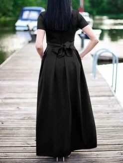 Solid Short Sleeve Pocket Crew Neck Maxi Dress -Zanzea Shop 87a8b95f 2b11 4da7 ba7d 676c5445f76c