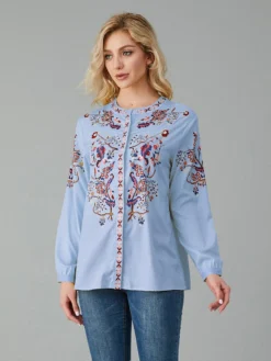 Floral Print V-neck Long Sleeve Plus Size Casual Blouse -Zanzea Shop 87c2d75a 3f03 44c4 8970 e2a4fb2b068c