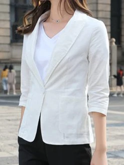 Solid Lapel Pocket Button Front 3/4 Sleeve Blazer 23 Solid Lapel Pocket Button Front 3/4 Sleeve Blazer -Zanzea Shop 87c5984e c565 4240 b7be ffa51d0ae972