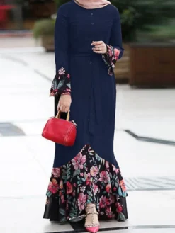 Floral Print Patchwork Ruffle Plus Size Button Dress With Belt -Zanzea Shop 87e92a2c 2534 43de 84ea 819dd35db895