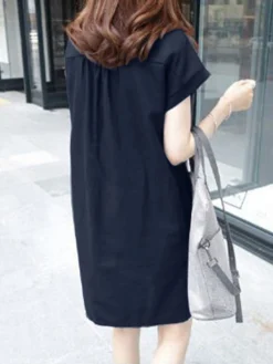 Solid Pocket Button Front Casual Dress With Belt -Zanzea Shop 8805bfde 5949 421e bb90 88014bc700eb