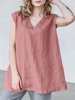 Solid V-neck Sleeveless Casual Loose Tank Top -Zanzea Shop 8853a3a9 a0f1 42b1 94f5 b8ab23b4f752
