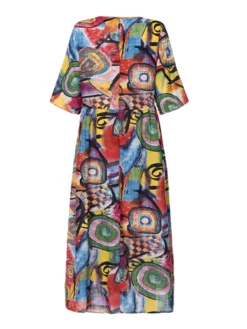 Graffiti Print O-neck Plus Size Loose Dress -Zanzea Shop 88608331 0a3b 4eab a456 2e6ab11232d9