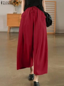 Women Solid Drawstring Waist Casual Wide Leg Pants 11 Women Solid Drawstring Waist Casual Wide Leg Pants -Zanzea Shop 89467412 2e5e 4a78 92a5 88df14c2c3d5