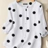 Women Dot Print 3/4 Sleeve Crew Neck Casual Blouse