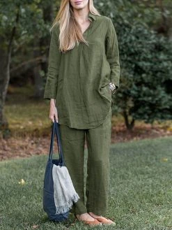 Solid Pocket Long Sleeve Lapel Two Pieces Suit -Zanzea Shop 8a679c04 7650 42f1 840d 2272949b1d97