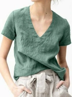 Solid V-neck Short Sleeve Casual Cotton T-shirt 14 Solid V-neck Short Sleeve Casual Cotton T-shirt -Zanzea Shop 8aa3a1ea ebef 4809 82cb 6e485bad822c