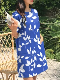 Leaves Print Pocket Crew Neck Short Sleeve Casual Dress 19 Leaves Print Pocket Crew Neck Short Sleeve Casual Dress -Zanzea Shop 8ab5df79 06ad 40c3 821c 322e66afb2e7