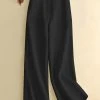 Solid Pocket Wide Leg Pants For Women