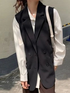 Solid Double Breasted Sleeveless Lapel Vest Blazer 13 Solid Double Breasted Sleeveless Lapel Vest Blazer -Zanzea Shop 8b9fb206 c014 4664 a1c3 cf33e6e3ba64