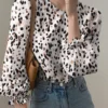 Allover Floral Pattern Puff Sleeve Casual Crew Neck Blouse
