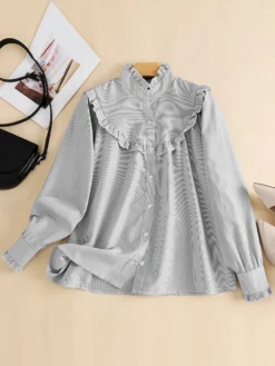 Stripe Print Ruffle Trim Button Front Long Sleeve Blouse 13 Stripe Print Ruffle Trim Button Front Long Sleeve Blouse -Zanzea Shop 8bd73bf9 3fd3 494f af8f 7ee4620c15c1