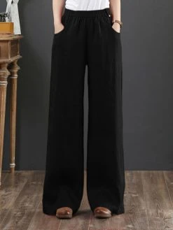 Solid Pocket Straight Leg Pants For Women -Zanzea Shop 8c6d8c10 734c 4133 9dd6 22cc57ed7367