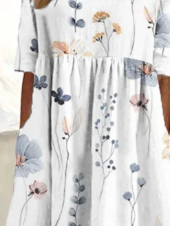 Women Floral Plant Print Crew Neck Half Sleeve Dress -Zanzea Shop 8ca5eb60 a00f 4af5 bf57 c2e855442562