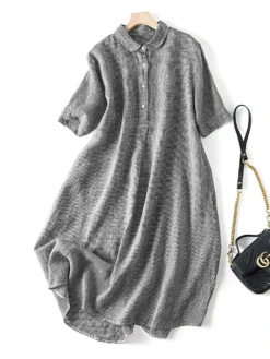 Check Print Pocket Button Front Lapel Short Sleeve Dress -Zanzea Shop 8ce64a53 51fe 44b8 b48e 758adade5dc1