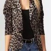 Leopard Print Long Sleeves Button Lapel Jacket Suit With Shoulder Pad