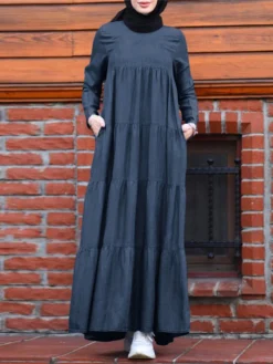 Casual Solid Color Loose Plus Size Maxi Dress With Pockets -Zanzea Shop 8da53d32 81d7 42cd b375 f54f187bc2e3