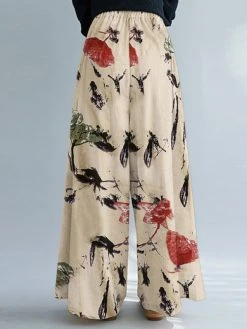 Plants Print Pocket Wide Leg Elastic Waist Loose Pants Women -Zanzea Shop 8de829b4 e78c 426f a9c1 b75f6b0019ec
