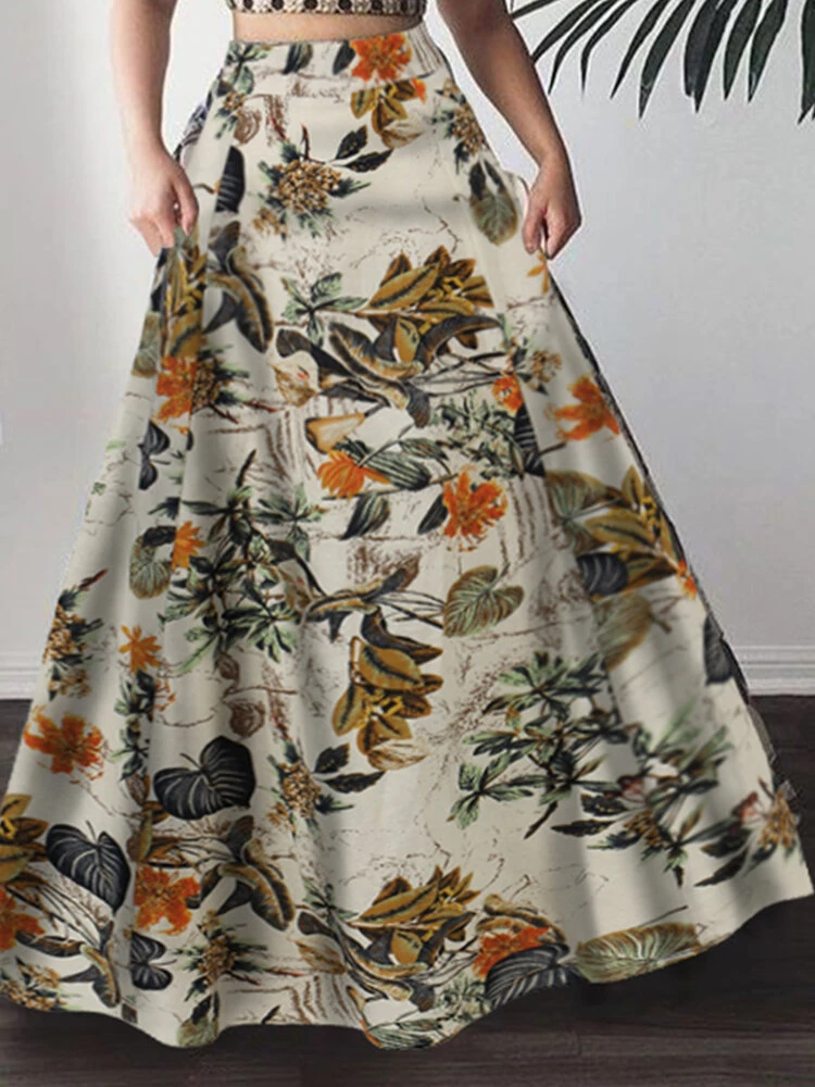 Bohemia Flowers Print Plus Size Skirt 2 Bohemia Flowers Print Plus Size Skirt - Image 2