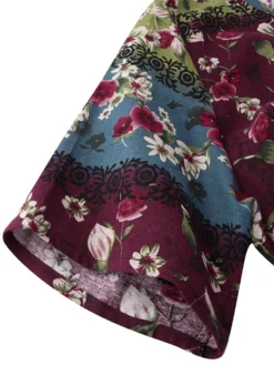 Floral Print Patchwork Short Sleeve Plus Size Baggy Dress -Zanzea Shop 8f3dda36 5423 4027 8266 669185aaca7e