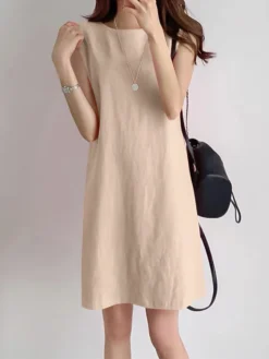 Solid Sleeveless O-neck Cotton Dress -Zanzea Shop 8f9ee370 d346 4c23 9ed5 9d6a9865c9a5