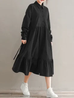 Solid Color Corduroy Patchwork Button Loose Casual Dress 13 Solid Color Corduroy Patchwork Button Loose Casual Dress -Zanzea Shop 8fd1dd02 7773 4cb9 a982 616219a6a3b2