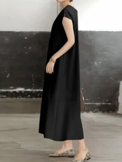 Women Solid Short Sleeve Casual Crew Neck Dress -Zanzea Shop 909c5d5c 22e1 4a08 b624 71f8dfb3cfb8