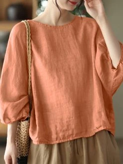 Solid Loose Dolman Sleeve Crew Neck Blouse -Zanzea Shop 90f8641b f035 4ddb 832f d3d739cb7c9b