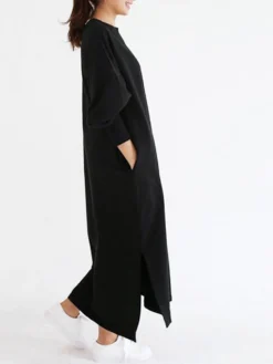 Casual O-neck Overhead Split Hem Long Sleeve Maxi Dress With Side Pockets 7 Casual O-neck Overhead Split Hem Long Sleeve Maxi Dress With Side Pockets -Zanzea Shop 91335b26 88c4 4f66 a89e 5fd597bc18f9